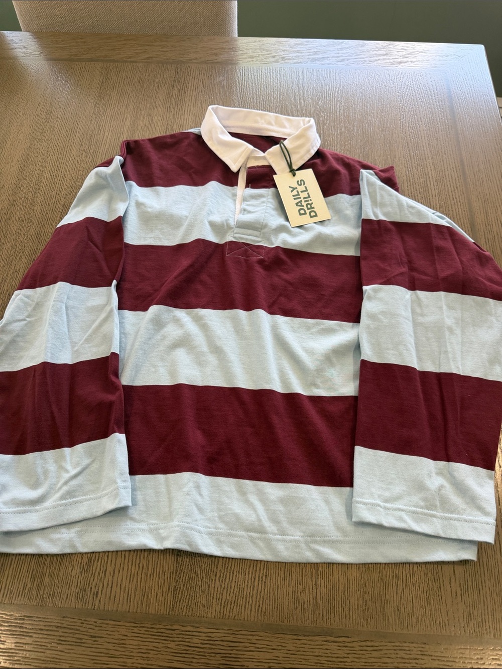 Daily Drills Rugby Shirt - Maroon and Light Blue XS/S